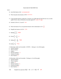 Study Guide for Math 0995 Final Unit 1 List all the factors of 24 1,2,3