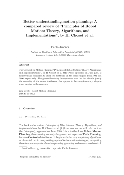 Principles of Robot Motion: Theory, Algorithms, and