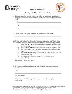 MSTRC: Study Skill #3 Creating a Math Commitment and Goal 1