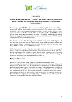DIS enters a new segment in the Product Tanker market two new