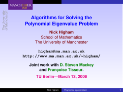 Algorithms for Solving the Polynomial Eigenvalue Problem