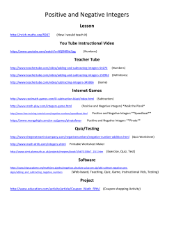Integer Lessons