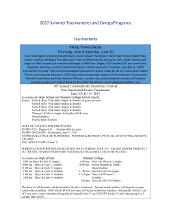 2017 Summer Tournaments and Camps/Programs Tournaments