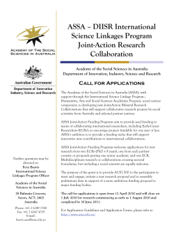 ASSA &ndash; DIISR International Science Linkages Program Joint