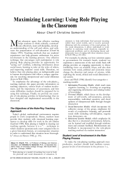 Maximizing Learning: Using Role Playing in the Classroom