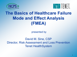 The Basics of Healthcare Failure Mode and Effect Analysis
