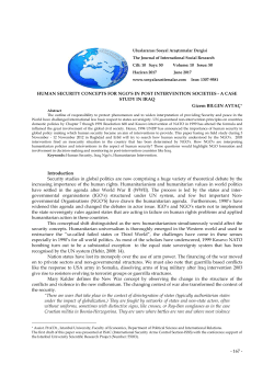 - 167 - HUMAN SECURITY CONCEPTS FOR NGO`S IN POST