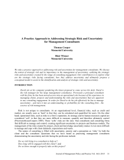 A Practice Approach to Addressing Strategic Risk and Uncertainty