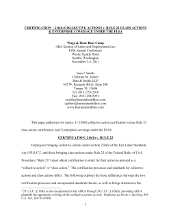 CERTIFICATION - 216(b) COLLECTIVE ACTIONS v. RULE 23