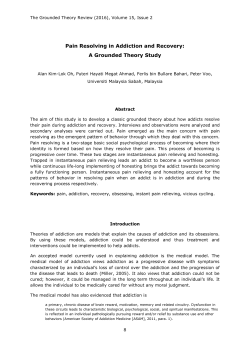 Pain Resolving in Addiction and Recovery: A Grounded Theory Study
