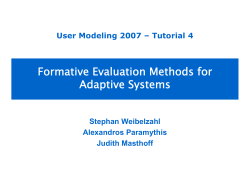 Formative Evaluation Methods for Adaptive Systems