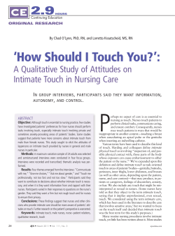 How Should I Touch You? - CEConnection for Nursing