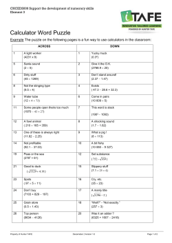 CHCEDS006 - Handout Calculator Word Puzzle