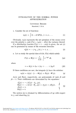 INTEGRATION OF THE NORMAL POWER APPROXIMATION 1