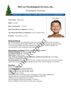 psychological assessment - McCray Psychological Services, Inc.