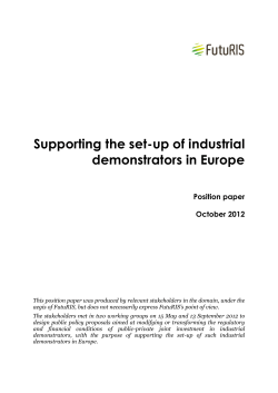 Supporting the set-up of industrial demonstrators in Europe