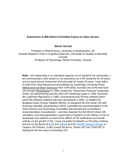 Harnad Evidence to BIS Select Committee Inquiry on Open Access