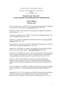 A meta-analysis of occupational voice health hazards Pat. H. Wilson