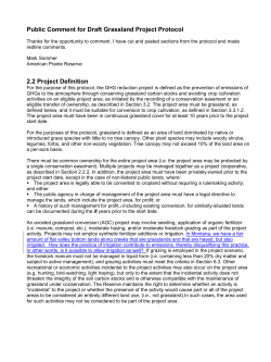 Public Comment for Draft Grassland Project Protocol 2.2 Project