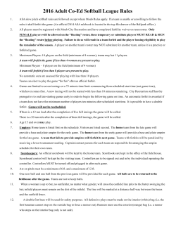 2016 Adult CoEd Softball League Rules