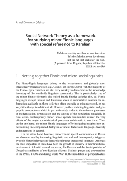 Social Network Theory as a framework for studying minor Finnic