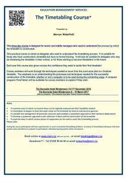 The Timetabling Course