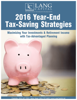 2016 Year-End Tax-Saving Strategies 1