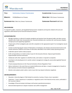 Supervisor, Conduct Supervision Classification