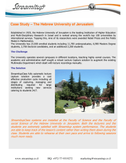 Case Study – The Hebrew University of Jerusalem