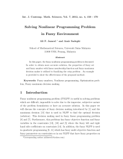 Solving Nonlinear Programming Problem in Fuzzy Environment 1