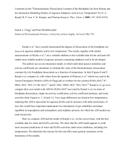 Comment on the "Thermodynamic Dissociation Constant of the