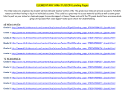 ELEMENTARY HMH FUSION Landing Pages The links below are