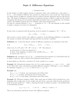 Topic 2: Difference Equations