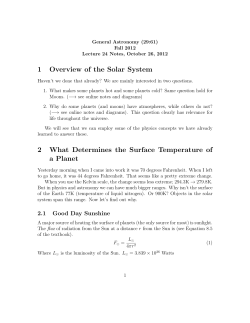 1 Overview of the Solar System 2 What Determines the Surface