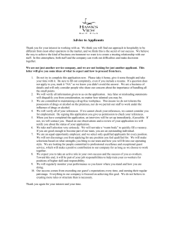 Advice to Applicants - Hawk`s View Golf Club