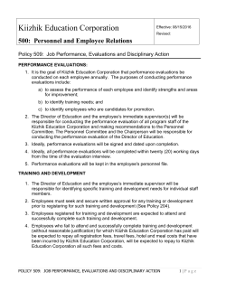 Job Performance, Evaluations and Disciplinary Action