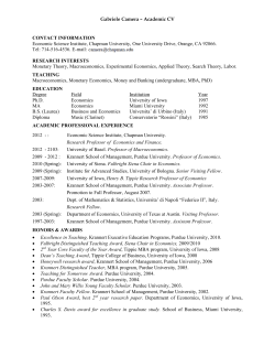 Gabriele Camera &ndash; Academic CV CONTACT INFORMATION