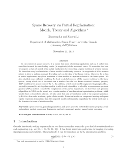 Sparse Recovery via Partial Regularization: Models, Theory and
