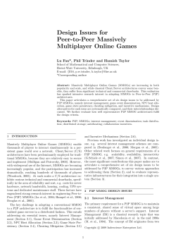 Design Issues for Peer-to-Peer Massively Multiplayer Online Games