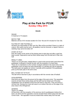 Play at the Park for PCUK Sunday 3 May 2015 RULES SQUAD A