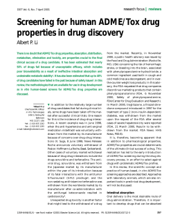 Screening for human ADME/Tox drug properties in drug discovery