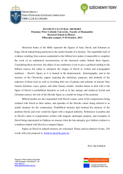 david in cultural memory - PPKE BTK