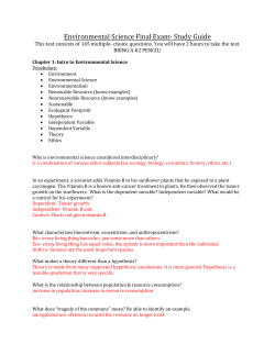 Environmental Science Final Exam- Study Guide