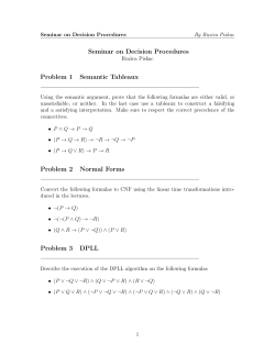 Seminar on Decision Procedures Problem 1 Semantic