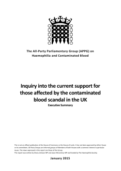 (APPG) on Haemophilia and Contaminated Blood Inquiry into the
