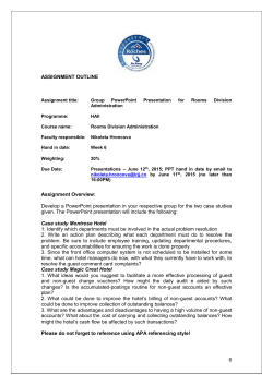 Case study Rooms Division Assignment Outline