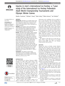 Injuries in menTs international ice hockey