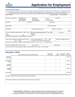 Employment Application - Argon Medical Devices