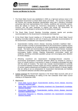 Queensland Government response to the Smart State Council`s sixth