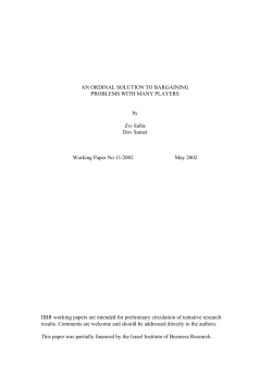 AN ORDINAL SOLUTION TO BARGAINING PROBLEMS WITH